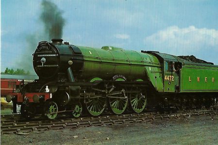 British Railways Schnellzug-Lokomotive Nr. 4472 „Flying Scotsman“ in Rainhill. Liverpool and Manchester Railway. Eisenbahn Bestell-Nr. 1283