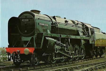 British Railways Güterzuglokomotive Nr. 92 220 „Evening Star“ in Rainhill. Liverpool and Manchester Railway. Eisenbahn Bestell-Nr. 1284