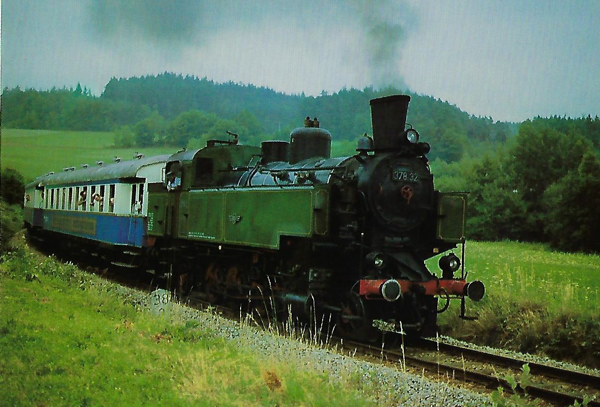BLV Dampflokomotive 378.32 am 18.7.1982 auf der Regentalbahn bei Blaibach. Eisenbahn Bestell-Nr. 10368