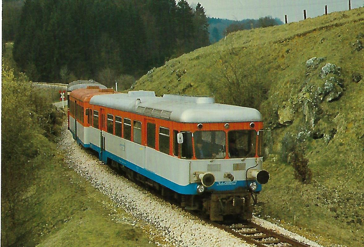 WNB, Schmalspurtriebwagen T 31 auf der Strecke Amstetten – Laichingen. Eisenbahn Bestell-Nr. 10378