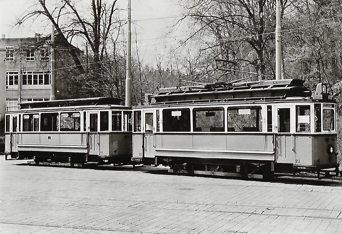 Straßenbahn Reutlingen. Tw Nr. 23 mit Beiwagen Nr. 11. (91198)