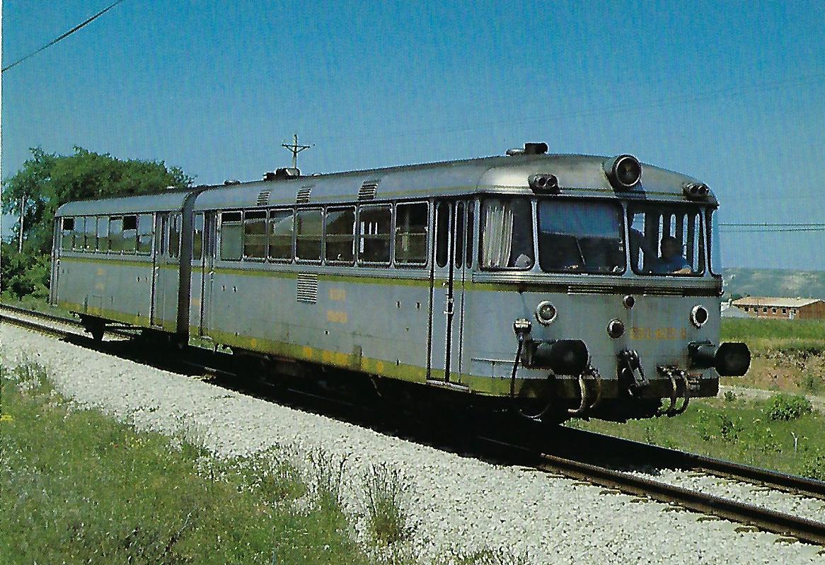 RENFE, Schienenbus Serie 591 bei Burgos, 1976. Eisenbahn Bestell-Nr. 10417