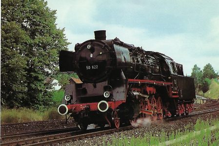DB, Museumsdampflokomotive 50 622, 1’E h2, in Neuhaus / Pegnitz 1985. Eisenbahn Bestell-Nr. 10518