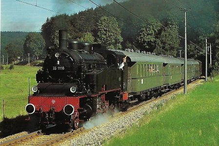Ulmer Eisenbahnfreunde (UEF), Dampflokomotive 75 1118, 1’C1’h2, im August 1988 auf der Albtalbahn. Eisenbahn Bestell-Nr. 10521