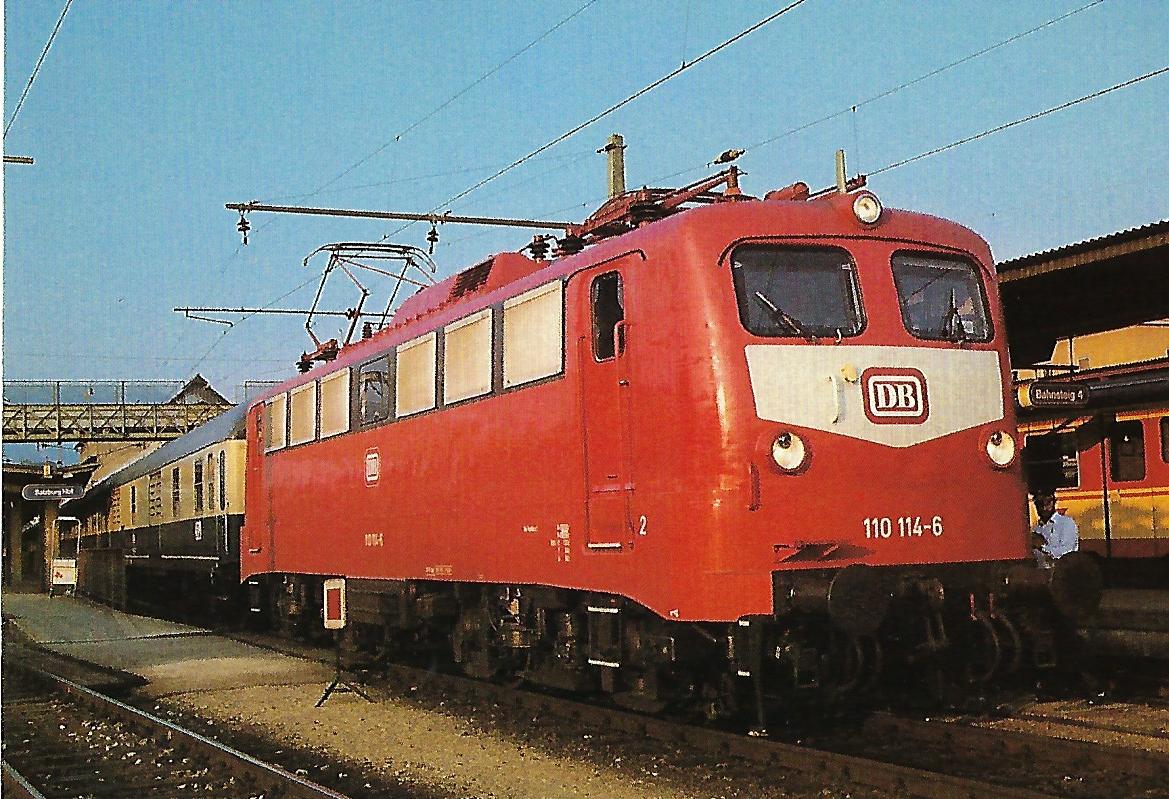 DB, elektr. Schnellzuglokomotive 110 114-6 in Salzburg Hbf. Eisenbahn Bestell-Nr. 10528